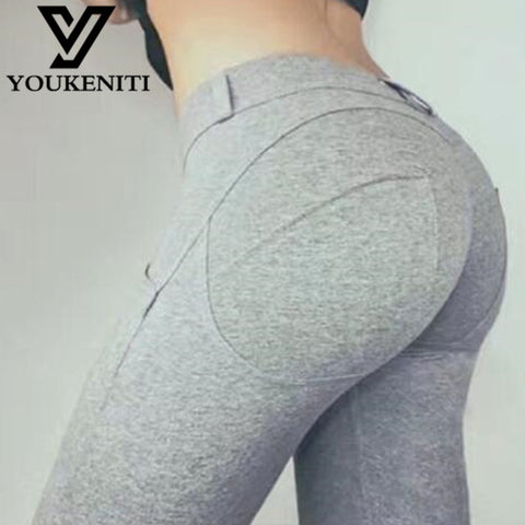 YOUKENITI Sexy Fitness Pants Cotton Bottom High Elastic Plus S-XL Push Up Pants Women Leggings Bodybuilding Leggins XS1214